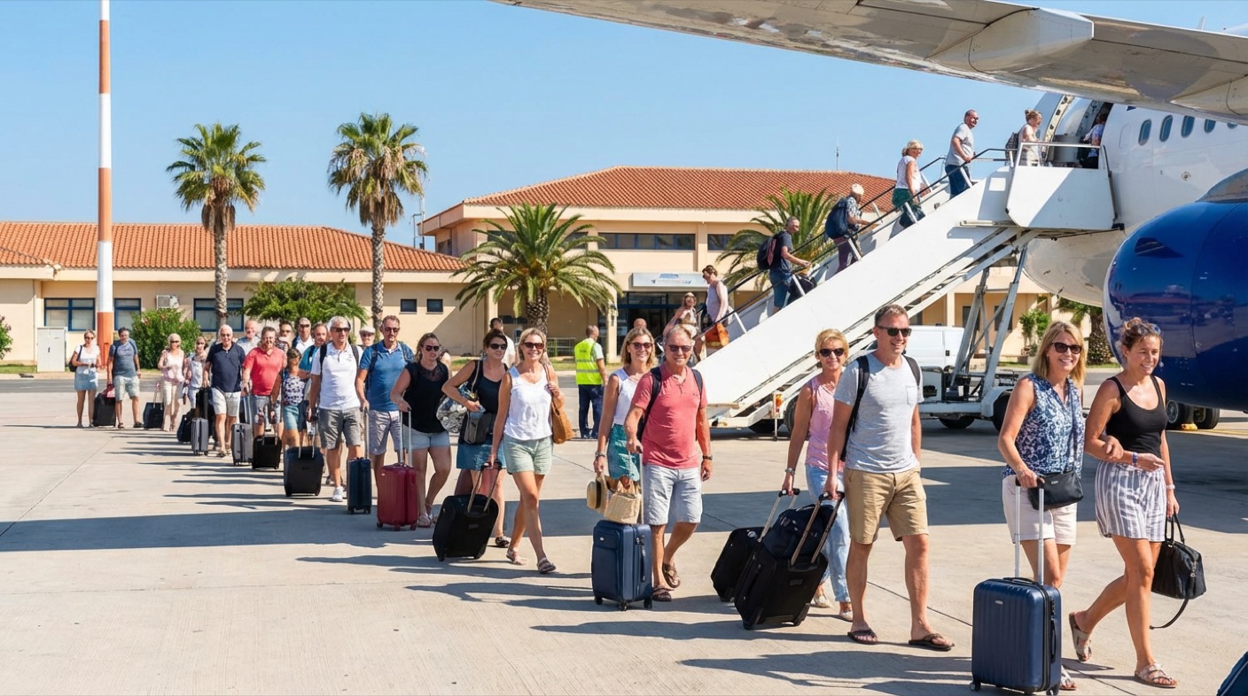 Putnici se ukrcavaju na avion za Grčku