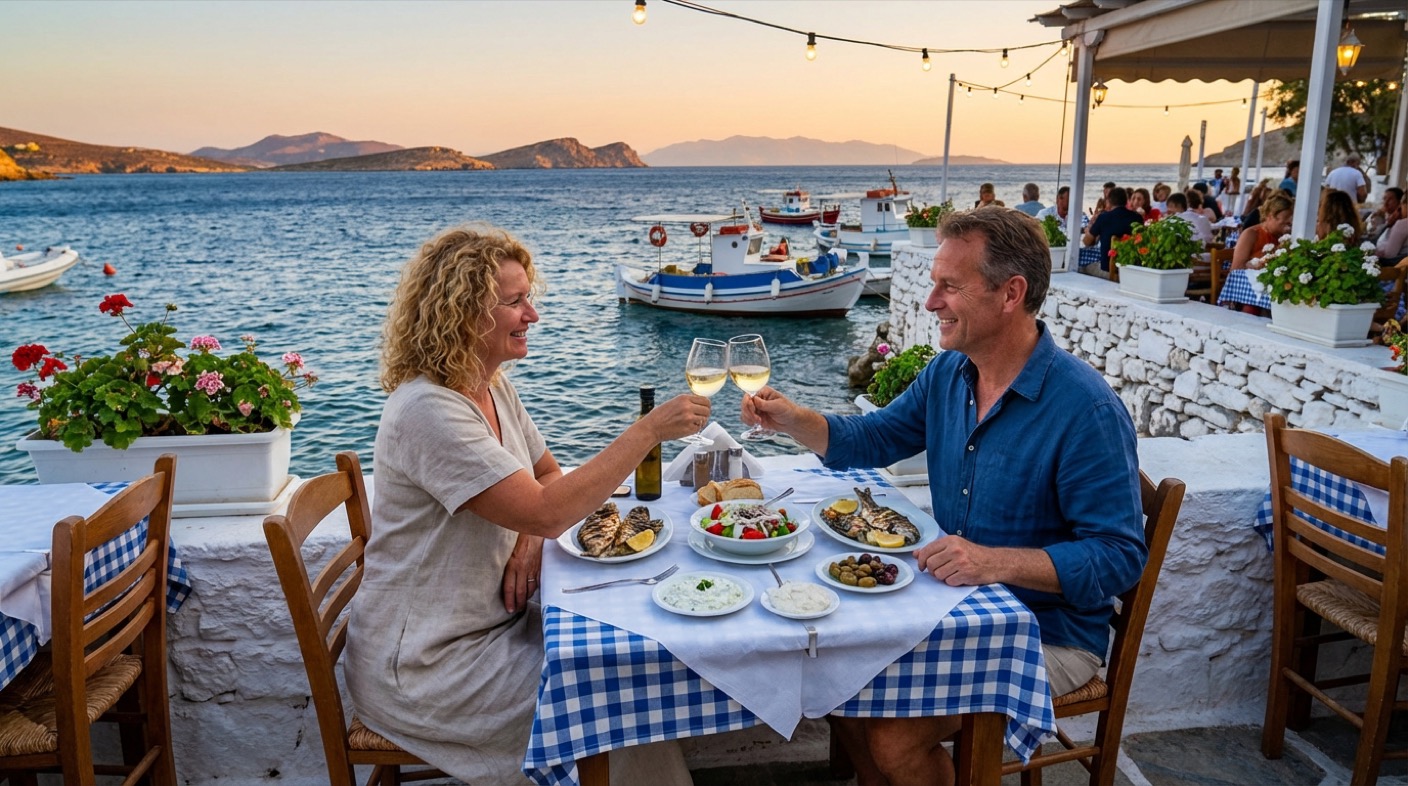 Par večera u grčkoj taverni pored mora