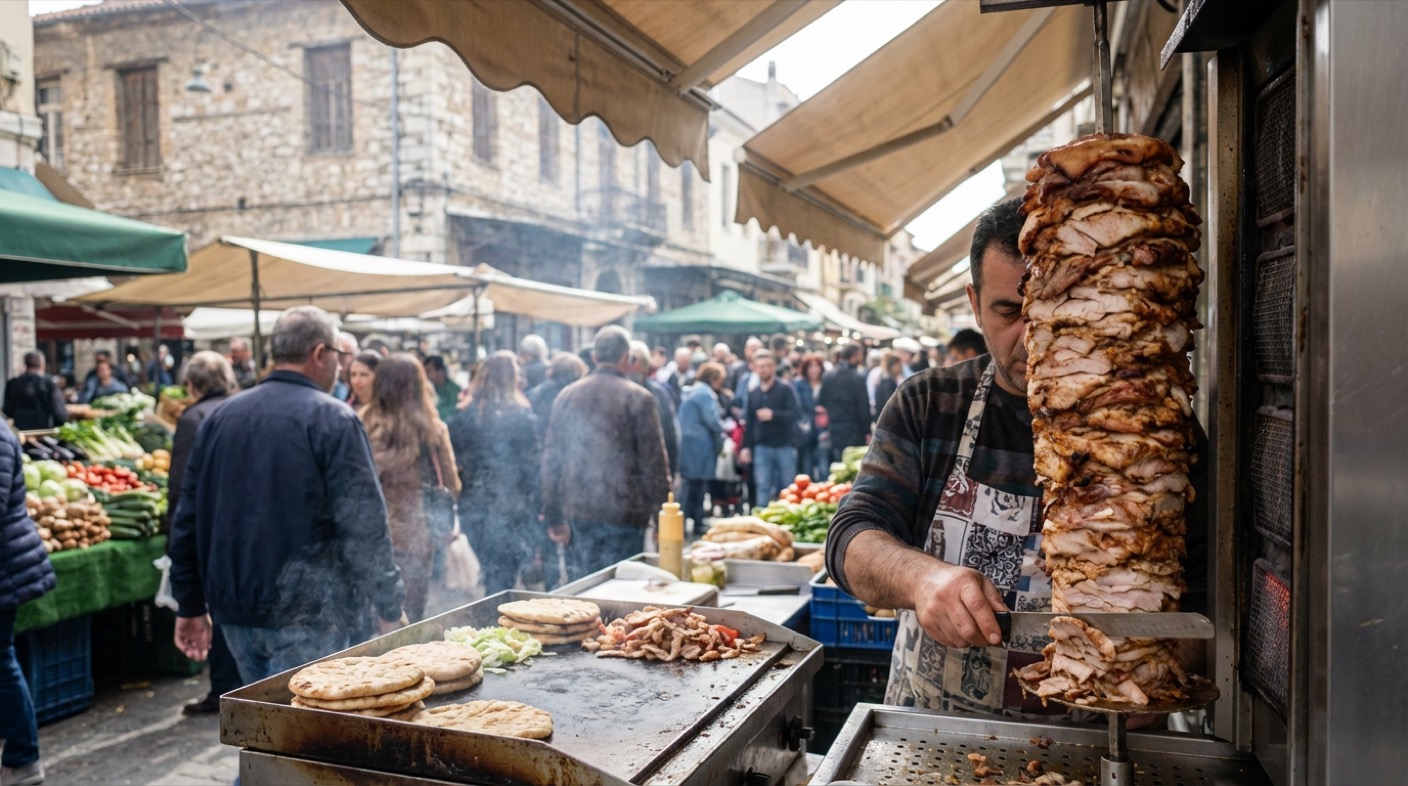Ulična hrana u Solunu - suvlaki